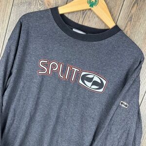 Split Skateboards Vintage Y2K Long Sleeve T-Shirt Mens XL Gray Skate Made in USA
